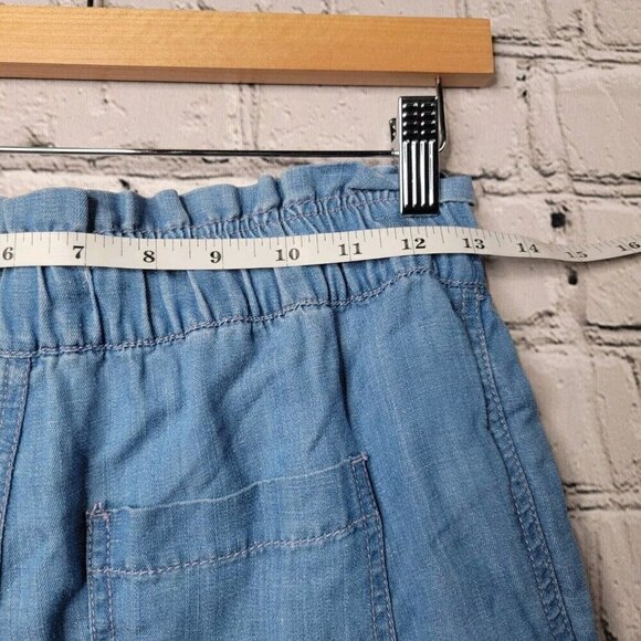 Loft Linen Blend Blue Paperbag Scrunch Waist Blue Lightweight Pants NWT Size XSP - Picture 9 of 15